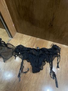 Black lace thongs