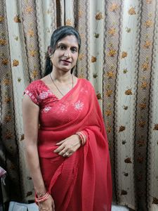 Red Hot Plated Saree