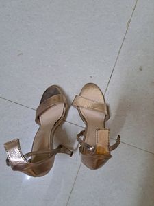 Gold Party wear Heels. 4 Inch Heel Height