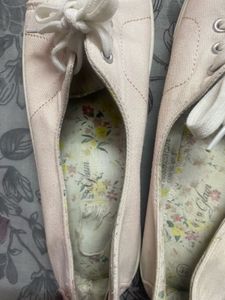 Light Pink Canvas Lace-Up Sneakers