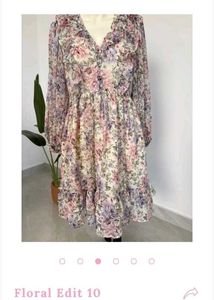 Floral Ruffle V-Neck Dress