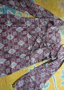 Maroon Printed Kurta