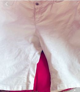White Cotton Shorts For Teenage Girls, Size UK 16