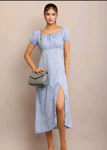Blue Floral Midi Dress