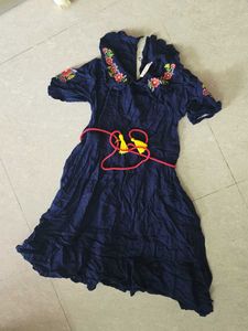 Embroidered Navy Blue frock