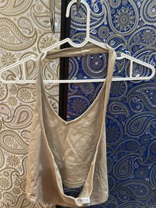 Beige Halter Neck Crop Top