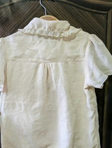 Cream Ruffled Bow Blouse