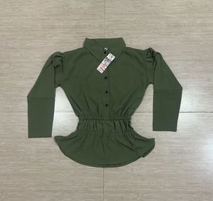 New Stylish Olive Green Peplum Top