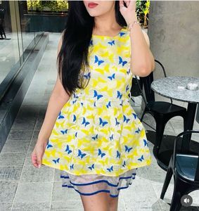 Yellow Butterfly Print Dress