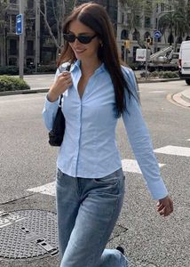 Korean Pintrest Classic Light Blue Button-Up Shirt