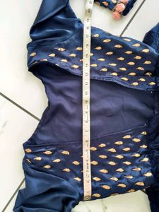 designer nevy blue Western gaun
