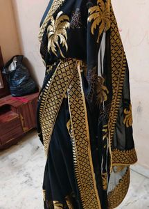 Black &amp; Gold Embroidered beautiful 😍 saree