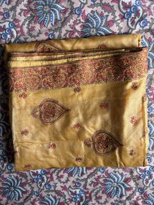 Pure tussar kasmiri sozni embroidery sari