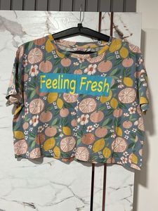 Ginger Feeling Fresh Fruit Print T-Shirt, Bust- 34
