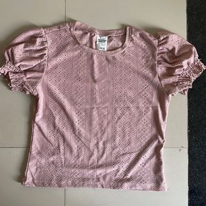 Chic Pink Puff Sleeve crop Top