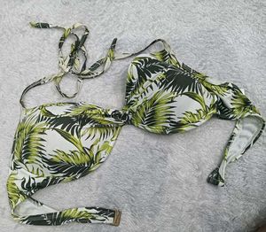 Tropical Leaf 🤎Print Bikini Top