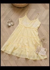Chic Yellow Tiered Mini Dress