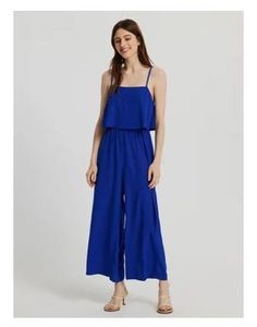 Stylish Royal Blue Wide-Leg Jumpsuit