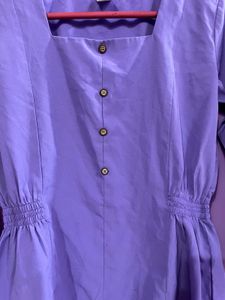 Lavender Square-Neck Peplum Top