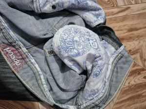 Pocket Embroidery Grey Vintage Jeans For Women