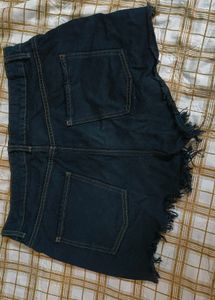 Dark Wash Ripped Denim Shorts