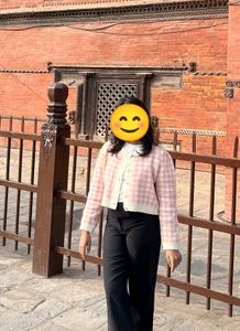 Pink Gingham Cardigan