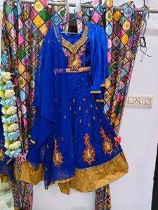 Vibrant Blue Embroidered anarkali