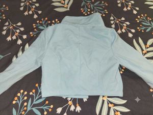 Chic Light Blue Cropped Jacket