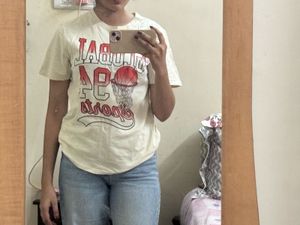 Cream Graphic Print T-Shirt