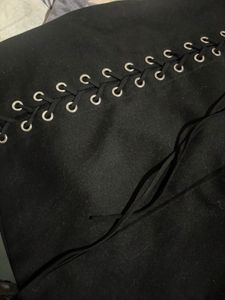 Black Lace-Up Mini Skirt