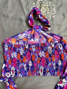 Purple Backless Crop Top