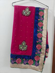 Georgette Magenta Saree