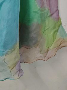 Colorful Puff Sleeve Organza Dress