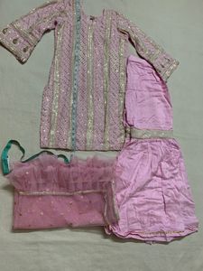 SHIFFON SHIRT,GRARA WITH NET DUPPATTA