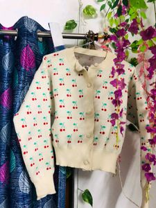 Cute Cherry Print Cardigan