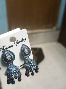 Blue Jhumka Earrings