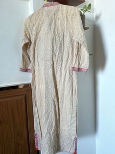 Elegant Beige Embroidered Kurta