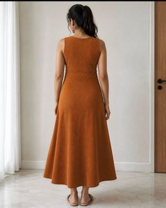 Elegant Brown Sleeveless Maxi Dress
