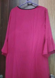 Stylish Pink Kurta with Black Trim