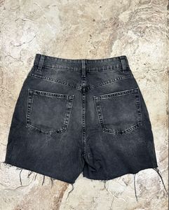 Distressed Charcoal Denim Shorts