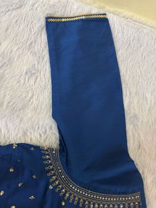 Elegant Blue Kurta with Gold Embroidery
