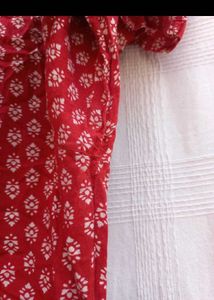Red Printed Cotton Kurta