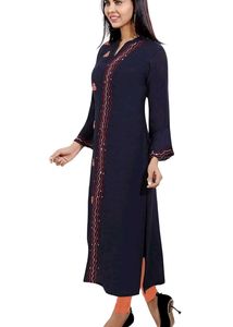 Embroidered Navy Blue Kurta