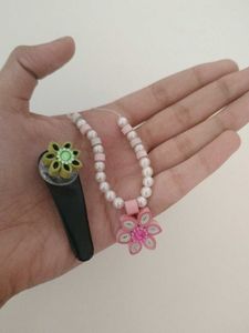 Handmade Floral Necklace & Hair Clip Set