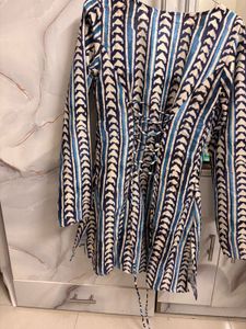 Blue &amp; White Striped Kurta