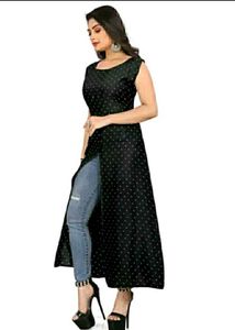 Slit Cut Black And White Combinations Kurti..