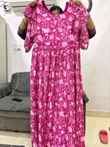 Elegant Pink Floral Maxi Dress