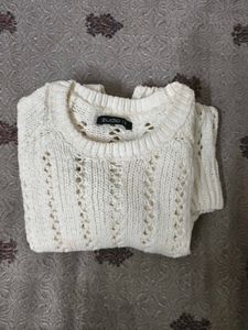 White Cable-Knit Sweater Top