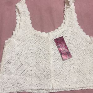 White Crochet Crop Top