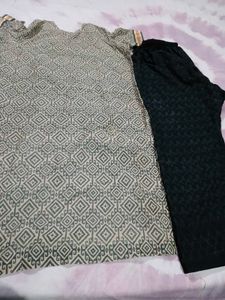 Stylish Printed Kurta with Black Pants